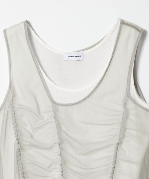 EMMEL REFINES(エメルリファインズ)の「<EMMEL REFINES>EM フリルギャザー チュールレイヤー ノースリーブ(Tシャツ/カットソー・レディース・ライトグレー/クリーム・FREE)」の13枚目の写真
