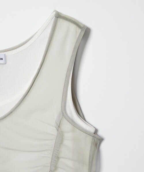EMMEL REFINES(エメルリファインズ)の「<EMMEL REFINES>EM フリルギャザー チュールレイヤー ノースリーブ(Tシャツ/カットソー・レディース・ライトグレー/クリーム・FREE)」の14枚目の写真