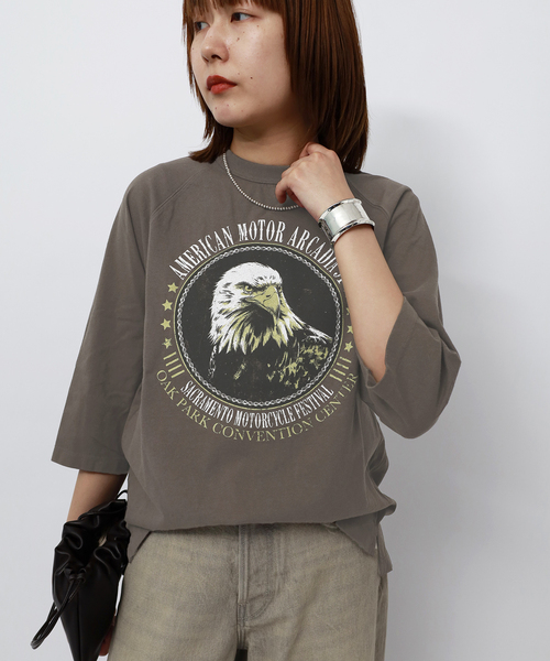 journal standard L'essage（ジャーナルスタンダードレサージュ）の「【GOOD ROCK SPEED / グッドロックスピード】26ORG002W ラグランT（Tシャツ/カットソー・レディース・ブラウン・FREE）」の6枚目の写真