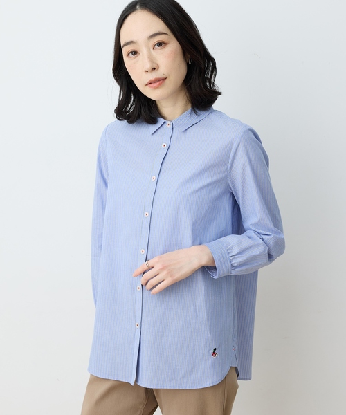 DECOY SINCE 1981（デコイシンスイチキュウハチイチ）の「【chiyoさんコラボ】ロンドンマーチストライプブラウス【オーガニックコットン100%】（シャツ/ブラウス・レディース・ピンク/ブルー/ベージュ・9号/11号/13号）」の4枚目の写真