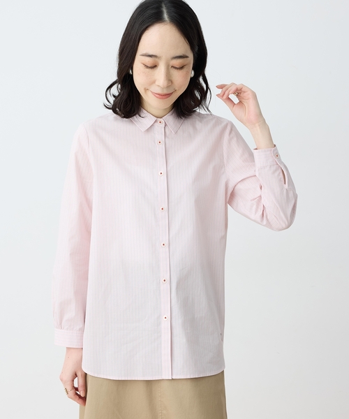 DECOY SINCE 1981（デコイシンスイチキュウハチイチ）の「【chiyoさんコラボ】ロンドンマーチストライプブラウス【オーガニックコットン100%】（シャツ/ブラウス・レディース・ピンク/ブルー/ベージュ・9号/11号/13号）」の7枚目の写真