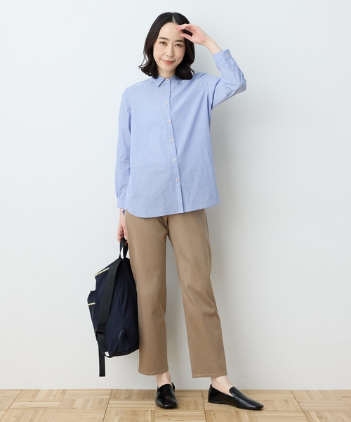 DECOY SINCE 1981（デコイシンスイチキュウハチイチ）の「【chiyoさんコラボ】ロンドンマーチストライプブラウス【オーガニックコットン100%】（シャツ/ブラウス・レディース・ピンク/ブルー/ベージュ・9号/11号/13号）」の13枚目の写真