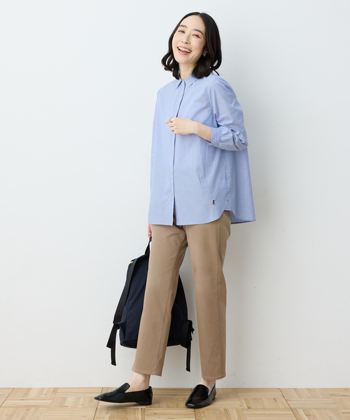 DECOY SINCE 1981（デコイシンスイチキュウハチイチ）の「【chiyoさんコラボ】ロンドンマーチストライプブラウス【オーガニックコットン100%】（シャツ/ブラウス・レディース・ピンク/ブルー/ベージュ・9号/11号/13号）」の14枚目の写真