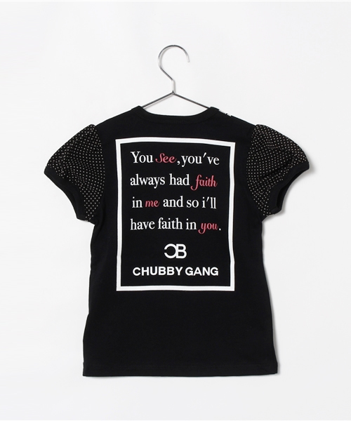 CHUBBYGANG(チャビーギャング)の「ドットネットチュール パフスリーブTシャツ(Tシャツ/カットソー・キッズ・ホワイト/ブラック・120/130/100/110/90/80)」の4枚目の写真