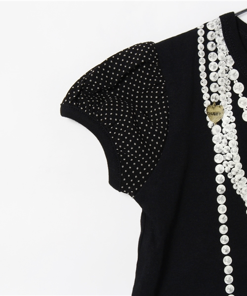 CHUBBYGANG(チャビーギャング)の「ドットネットチュール パフスリーブTシャツ(Tシャツ/カットソー・キッズ・ホワイト/ブラック・120/130/100/110/90/80)」の7枚目の写真