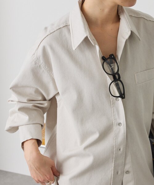 RIVE DROITE（リヴドロワ）の「【セットアップ着用可能】ガーメントダイコットンツイルシャツ（シャツ/ブラウス・レディース・サックスブルー/ライトベージュ/ピンク・FREE）」の2枚目の写真