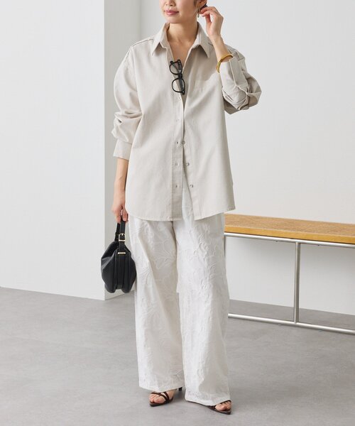 RIVE DROITE（リヴドロワ）の「【セットアップ着用可能】ガーメントダイコットンツイルシャツ（シャツ/ブラウス・レディース・サックスブルー/ライトベージュ/ピンク・FREE）」の4枚目の写真