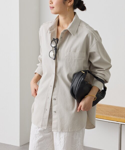 RIVE DROITE（リヴドロワ）の「【セットアップ着用可能】ガーメントダイコットンツイルシャツ（シャツ/ブラウス・レディース・サックスブルー/ライトベージュ/ピンク・FREE）」の9枚目の写真