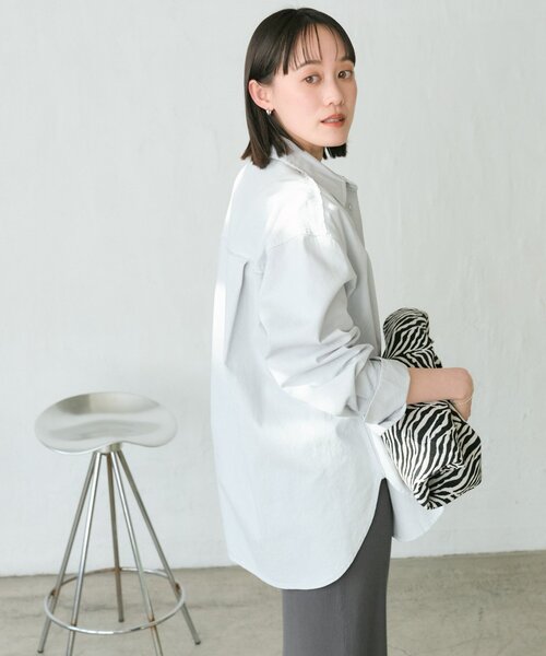 RIVE DROITE（リヴドロワ）の「【セットアップ着用可能】ガーメントダイコットンツイルシャツ（シャツ/ブラウス・レディース・サックスブルー/ライトベージュ/ピンク・FREE）」の20枚目の写真