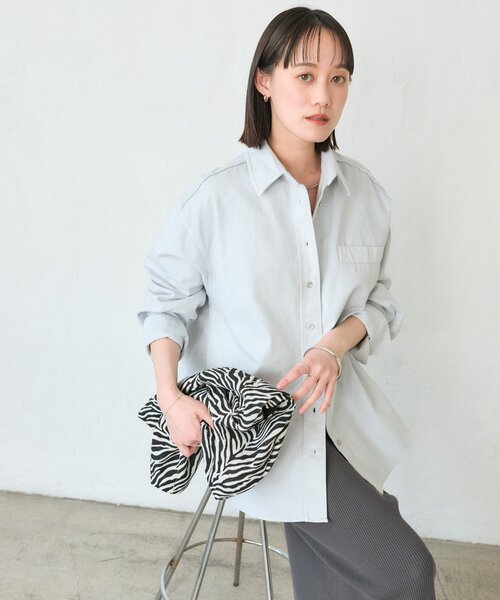 RIVE DROITE（リヴドロワ）の「【セットアップ着用可能】ガーメントダイコットンツイルシャツ（シャツ/ブラウス・レディース・サックスブルー/ライトベージュ/ピンク・FREE）」の22枚目の写真