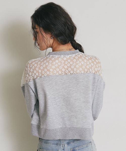 &. NOSTALGIA(アンドドットノスタルジア)の「シアーフラワーレース刺繍裏毛プルオーバー(Tシャツ/カットソー・レディース・グレー/ベージュ/ホワイト・M)」の7枚目の写真