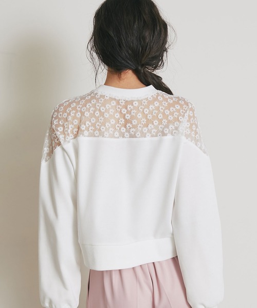 &. NOSTALGIA(アンドドットノスタルジア)の「シアーフラワーレース刺繍裏毛プルオーバー(Tシャツ/カットソー・レディース・グレー/ベージュ/ホワイト・M)」の11枚目の写真