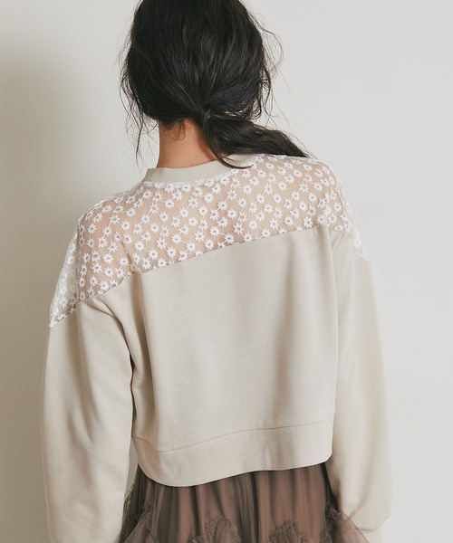 &. NOSTALGIA(アンドドットノスタルジア)の「シアーフラワーレース刺繍裏毛プルオーバー(Tシャツ/カットソー・レディース・グレー/ベージュ/ホワイト・M)」の15枚目の写真