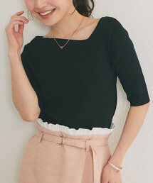 La boutique BonBon | 【接触冷感・UVカット・今すぐお届け！・全骨格おすすめ】クールタッチUVアシメネック5分袖ニット(ニット/セーター)