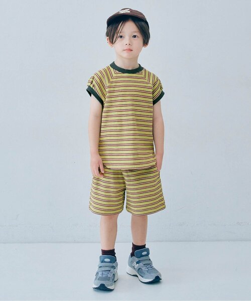 p.premier（ピードットプルミエ）の「先染めボーダーワッフルトップス（Tシャツ/カットソー・キッズ・アイボリー/ブルー/ピンク/グリーン・110/100/90/140/130/120/80）」の11枚目の写真