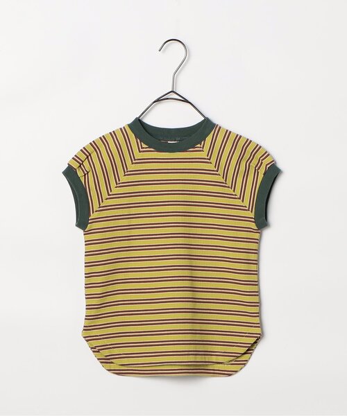 p.premier（ピードットプルミエ）の「先染めボーダーワッフルトップス（Tシャツ/カットソー・キッズ・アイボリー/ブルー/ピンク/グリーン・110/100/90/140/130/120/80）」の9枚目の写真