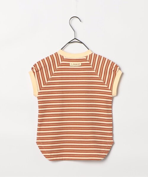 p.premier（ピードットプルミエ）の「先染めボーダーワッフルトップス（Tシャツ/カットソー・キッズ・アイボリー/ブルー/ピンク/グリーン・110/100/90/140/130/120/80）」の14枚目の写真