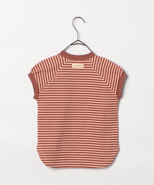 p.premier（ピードットプルミエ）の「先染めボーダーワッフルトップス（Tシャツ/カットソー・キッズ・アイボリー/ブルー/ピンク/グリーン・110/100/90/140/130/120/80）」の18枚目の写真