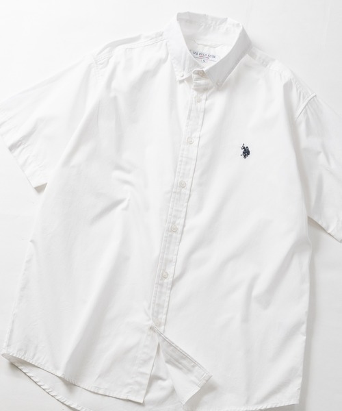 U.S. POLO ASSN.(ユーエスポロアッスン)の「【18】〔U.S.POLO ASSN/ユーエスポロアッスン〕ブロード ワンポイントロゴ 半袖ボタンダウン シャツ(シャツ/ブラウス・メンズ・インディゴブルー/ネイビー/ライトブルー/ブラック/ホワイト・MEDIUM/X-LARGE/LARGE)」の1枚目の写真