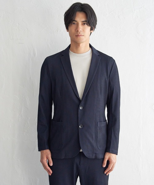 IKKA LOUNGE(イッカラウンジ)の「【セットアップ対応】GOKU楽ワークサッカージャケット(テーラードジャケット・メンズ・ベージュ/ネイビー・XL/L/M/S)」の11枚目の写真
