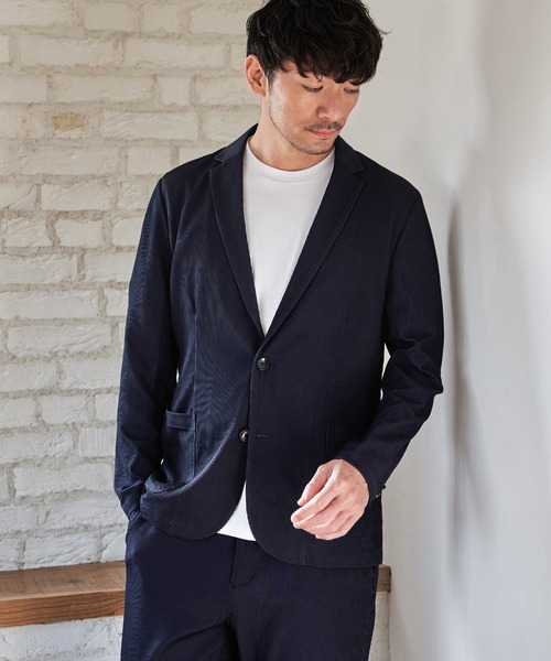 IKKA LOUNGE(イッカラウンジ)の「【セットアップ対応】GOKU楽ワークサッカージャケット(テーラードジャケット・メンズ・ベージュ/ネイビー・XL/L/M/S)」の5枚目の写真