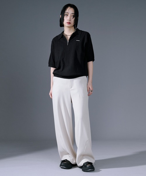 Ellno Loset(エルノロゼット)の「ケーブルハーフジップニット(ポロシャツ・メンズ・オフホワイト/ブラック・SMALL/LARGE/MEDIUM)」の15枚目の写真
