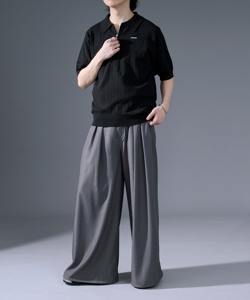 Ellno Loset(エルノロゼット)の「ケーブルハーフジップニット(ポロシャツ・メンズ・オフホワイト/ブラック・SMALL/LARGE/MEDIUM)」の10枚目の写真