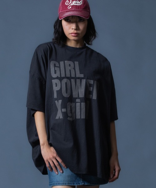 X-girl(エックスガール)の「DISTRESSED BIG TEE DRESS(ワンピース・レディース・ブラック/ブラウン・S/M)」の1枚目の写真