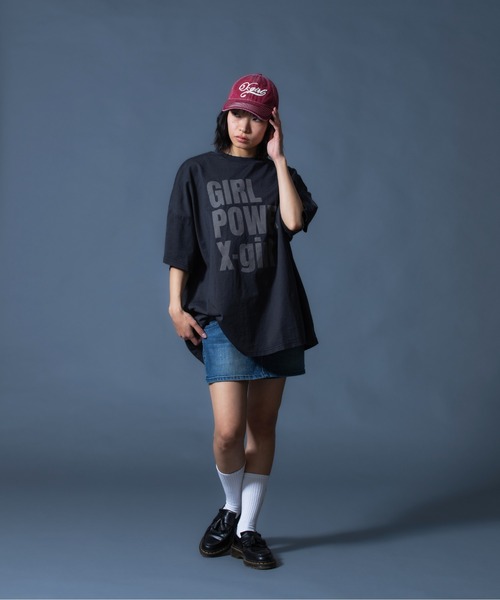 X-girl(エックスガール)の「DISTRESSED BIG TEE DRESS(ワンピース・レディース・ブラック/ブラウン・S/M)」の6枚目の写真
