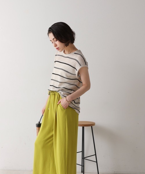 Bou Jeloud（ブージュルード）の「シースルーボーダーニットベスト（ベスト・レディース・オフホワイト/ブラック・FREE）」の12枚目の写真