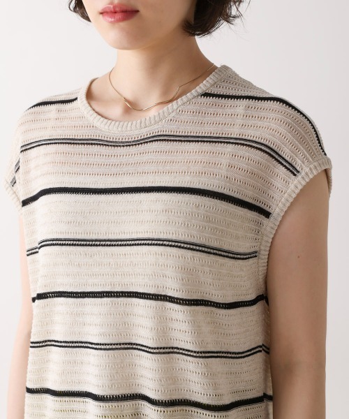 Bou Jeloud（ブージュルード）の「シースルーボーダーニットベスト（ベスト・レディース・オフホワイト/ブラック・FREE）」の16枚目の写真