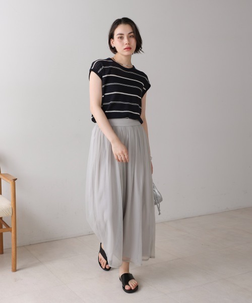 Bou Jeloud（ブージュルード）の「シースルーボーダーニットベスト（ベスト・レディース・オフホワイト/ブラック・FREE）」の18枚目の写真