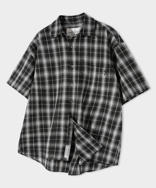 LEMAIN SECOND（リメインセカンド）の「チェックオーバーサイズ半袖シャツ[ブラック]（Tシャツ/カットソー・レディース・その他・MEDIUM/LARGE）」の5枚目の写真