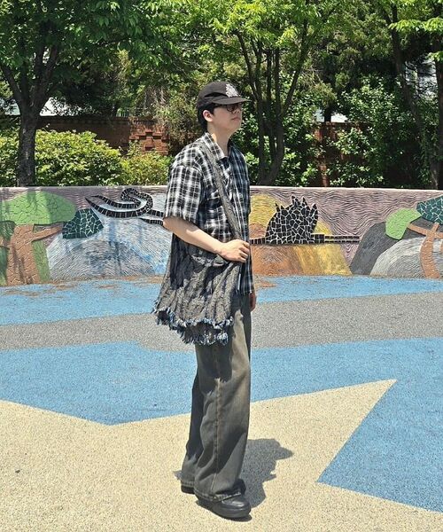 LEMAIN SECOND（リメインセカンド）の「チェックオーバーサイズ半袖シャツ[ブラック]（Tシャツ/カットソー・レディース・その他・MEDIUM/LARGE）」の9枚目の写真
