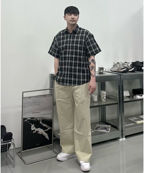 LEMAIN SECOND（リメインセカンド）の「チェックオーバーサイズ半袖シャツ[ブラック]（Tシャツ/カットソー・レディース・その他・MEDIUM/LARGE）」の12枚目の写真