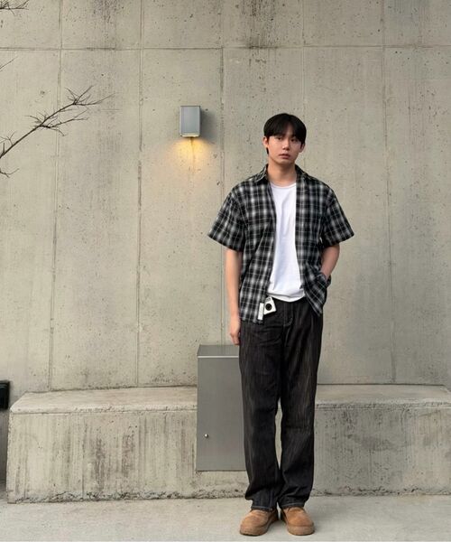 LEMAIN SECOND（リメインセカンド）の「チェックオーバーサイズ半袖シャツ[ブラック]（Tシャツ/カットソー・レディース・その他・MEDIUM/LARGE）」の17枚目の写真