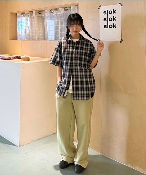 LEMAIN SECOND（リメインセカンド）の「チェックオーバーサイズ半袖シャツ[ブラック]（Tシャツ/カットソー・レディース・その他・MEDIUM/LARGE）」の18枚目の写真