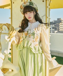 kutir（クティール）の「【クティールとレトロ】ゴブランドッキングフリルリボンジャンパースカート（ジャンパースカート）」