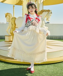 kutir（クティール）の「【クティールとレトロ】ゴブランドッキングフリルリボンジャンパースカート（ジャンパースカート）」