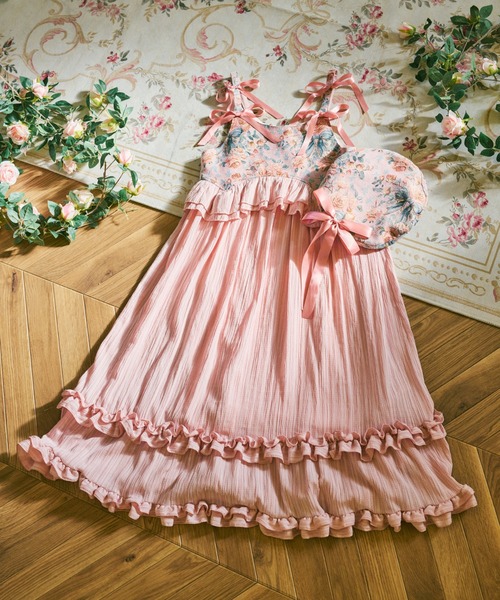 kutir（クティール）の「【クティールとレトロ】ゴブランドッキングフリルリボンジャンパースカート（ジャンパースカート・レディース・ブルー/アイボリー/グリーン/ピンク・SMALL/MEDIUM/LARGE）」の11枚目の写真