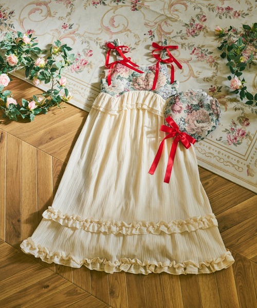 kutir（クティール）の「【クティールとレトロ】ゴブランドッキングフリルリボンジャンパースカート（ジャンパースカート・レディース・ブルー/アイボリー/グリーン/ピンク・SMALL/MEDIUM/LARGE）」の13枚目の写真