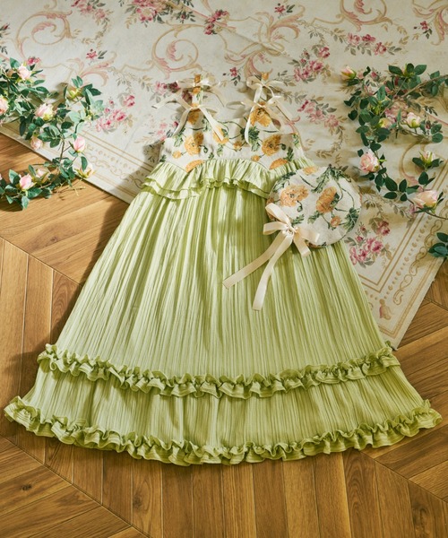 kutir（クティール）の「【クティールとレトロ】ゴブランドッキングフリルリボンジャンパースカート（ジャンパースカート・レディース・ブルー/アイボリー/グリーン/ピンク・SMALL/MEDIUM/LARGE）」の14枚目の写真
