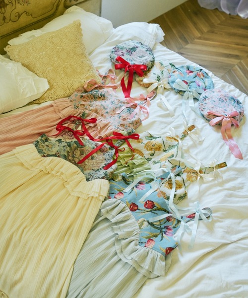 kutir（クティール）の「【クティールとレトロ】ゴブランドッキングフリルリボンジャンパースカート（ジャンパースカート・レディース・ブルー/アイボリー/グリーン/ピンク・SMALL/MEDIUM/LARGE）」の5枚目の写真