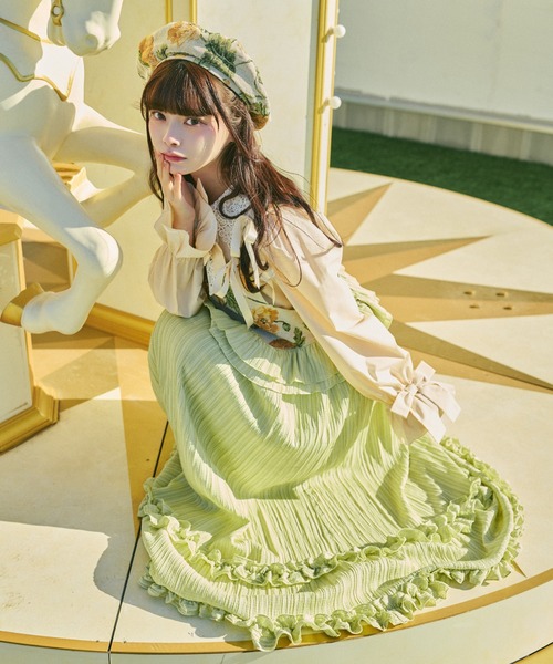 kutir（クティール）の「【クティールとレトロ】ゴブランドッキングフリルリボンジャンパースカート（ジャンパースカート・レディース・ブルー/アイボリー/グリーン/ピンク・SMALL/MEDIUM/LARGE）」の15枚目の写真