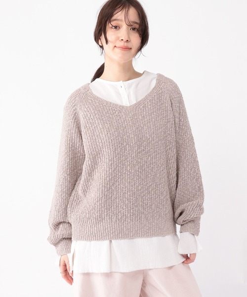 studio CLIP（スタディオクリップ）の「ヘンリーネックスリットブラウス（シャツ/ブラウス・レディース・オフホワイト/ライトブルー/スモーク・FREE）」の4枚目の写真