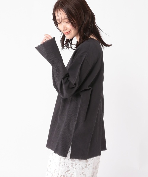 studio CLIP（スタディオクリップ）の「ヘンリーネックスリットブラウス（シャツ/ブラウス・レディース・オフホワイト/ライトブルー/スモーク・FREE）」の8枚目の写真