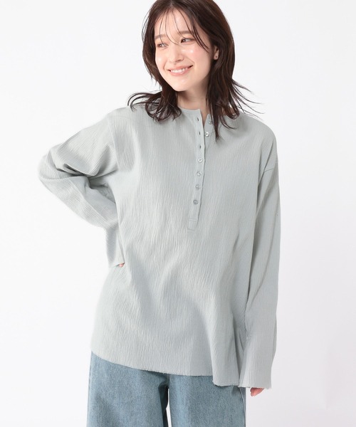 studio CLIP（スタディオクリップ）の「ヘンリーネックスリットブラウス（シャツ/ブラウス・レディース・オフホワイト/ライトブルー/スモーク・FREE）」の12枚目の写真