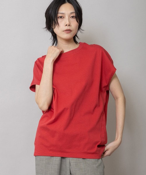 Munich(ミューニック)の「コットンジャージチュニックプルオーバー(Tシャツ/カットソー・レディース・ダークグレー/ホワイト/レッド/ライトベージュ・FREE)」の5枚目の写真