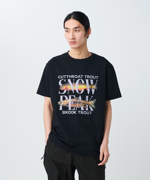 Snow Peak(スノーピーク)の「Snow Peak / Famous Trout Dry T-Shirt フェイマストラウト ドライTシャツ(Tシャツ/カットソー・メンズ・オフホワイト/ブラック/ブラウン・S/M/L/XL)」の1枚目の写真
