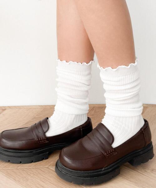 WEGO(ウィゴー)の「WEGO/2WAYメローリブハイソックス(ソックス/靴下・レディース・ブラック/ホワイト・23-25cm)」の5枚目の写真
